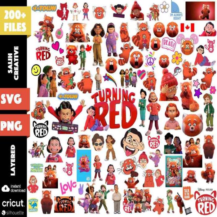 4 Town Turning Red Bundle Png Files, Turning Red Pixar Png, Meilin Lee Turning Red Clipart, Disneyland Png, Disneyland Pixar, Digital Download