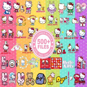 500+ Mega Kawaii Kitty Bundle Png File, Kawaii Kitty Font Png, Hello Cats Png, Halloween Kitty Clipart, Sublimation Designs