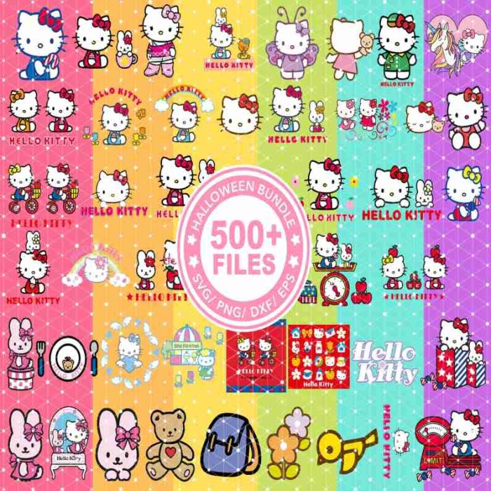 500+ Mega Kawaii Kitty Bundle Png File, Kawaii Kitty Font Png, Hello Cats Png, Halloween Kitty Clipart, Sublimation Designs