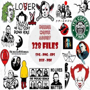 Halloween Horror Characters Bundle Png Files, Horror Movie Halloween Clipart, Scary Movie Png, Spooky Season, Sublimation Designs