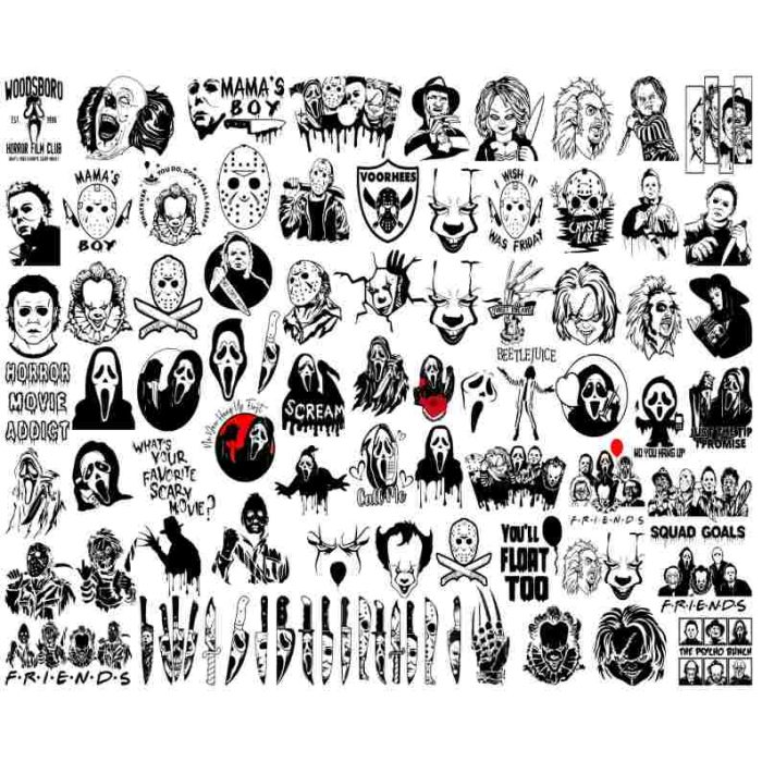 Bundle Halloween Horror Characters Png Files, Horror Movie Halloween Clipart, Scary Movie Png, Spooky Season, Sublimation Designs