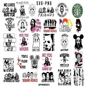 Horror Characters Bundle Png, Horror Movie Halloween Clipart, Scary Movie Png, Bad Witches Club Png, Spooky Season, Sublimation Designs