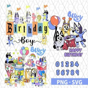 Bluey Birthday Png Bundle, Bluey Bingo Birthday Svg, Bluey Birthday Family Svg, Bluey Font Text Png, Bluey Clipart, Cricut Cut Files