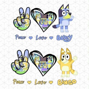 Bluey Peace Love Png, Bluey Peace Love Instant Download Png, Ready to Print Bluey Png File, Bluey Peace Love Digital Png File