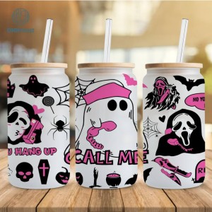Halloween Movie Character Glass Can Design Sublimation, No You Hang Up 16oz Glass Can Wraps, Boo Libbey Glass Wrap, Digital Download