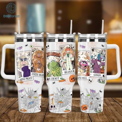 Disney Kermjt Halloween Print Tumbler Wrap 40 Oz Tumblers PNG | Muppet Show Horror Tumbler Sublimation Png | Muppet Show Halloween Gifts