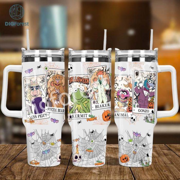 Disney Kermjt Halloween Print Tumbler Wrap 40 Oz Tumblers PNG | Muppet Show Horror Tumbler Sublimation Png | Muppet Show Halloween Gifts