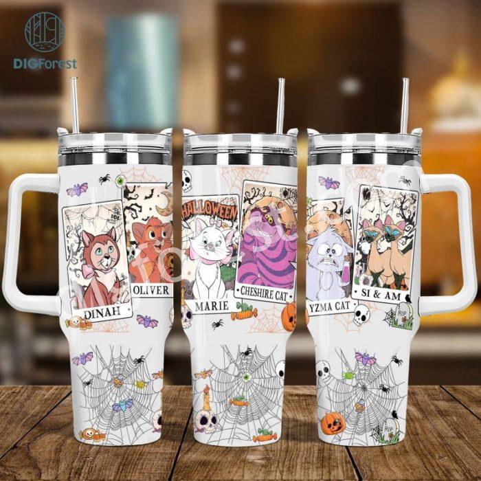 Disney Cat Tarot Card Halloween 40Oz Can Glass Png | Figaro Cat | Marie Cat | 40Oz glass can Halloween | Spooky Halloween Tumbler Wrap