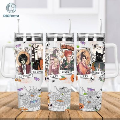 Hocus Pocus Tarot Card Halloween Tumbler Png, Hocus Pocus Halloween Png, Halloween Tarot Card Tumbler, Sublimation Png, 40Oz Glass Can