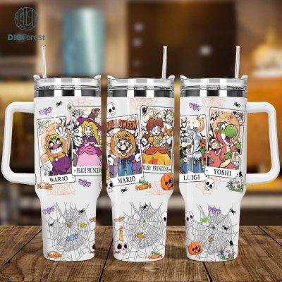 Super Mario Tarot Card Halloween Tumbler Png, Super Mario Halloween Png, Halloween Tarot Card Tumbler, Sublimation Png