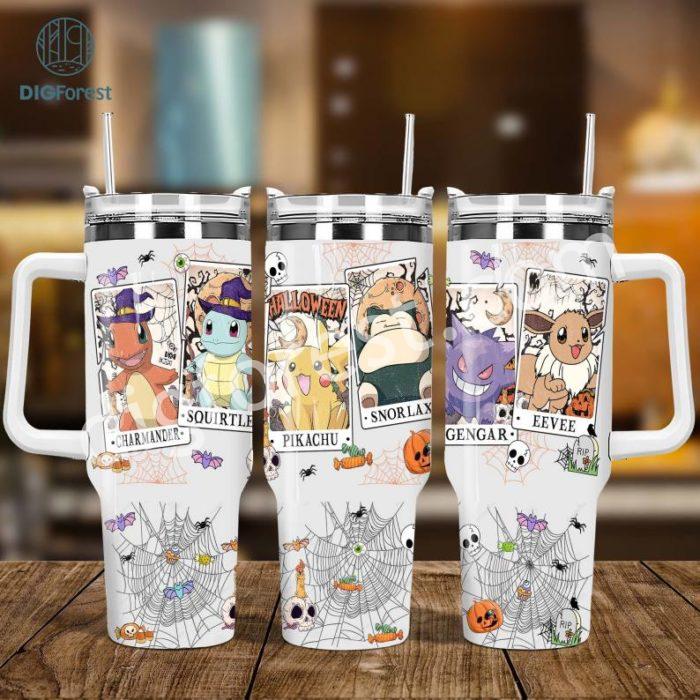 Pokemon Tarot Card Halloween Tumbler Png, Pokemon Halloween Png, Halloween Tarot Card Tumbler, Sublimation Png, 40Oz Glass Can