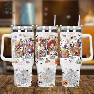 Disney Toy Story Halloween 40Oz Thin Straight Tumbler Wrap | Halloween Toy Story Tarot Card Tumbler | Toy Story Spooky PNG| Instant Download
