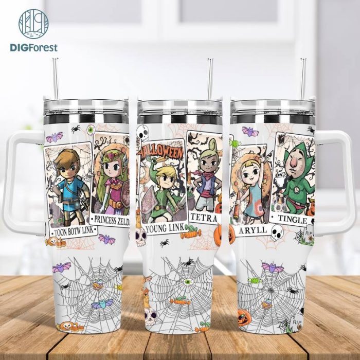 Legend Of Zelda 40oz Tumbler PNG Wrap | Legend Of Zelda Halloween 40Oz Thin Straight Tumbler Wrap | Legend Of Zelda | Sublimation Download