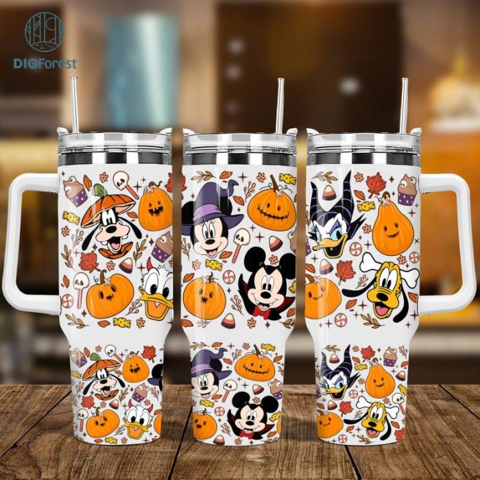 Disney Halloween Cartoon Tumbler 40oz Png Sublimation Designs, Cartoon Characters 40oz Tumbler Wrap Png, Cartoon 2 pieces 40 oz Tumbler Png