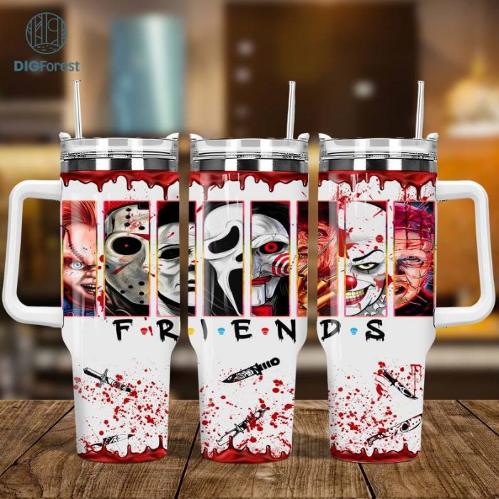 Halloween Horror Killers 40oz Quencher Tumbler Wrap Png, Serial Killers Halloween 40oz Tumbler Digital Design, Instant Download