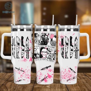 Movies Characters 40oz Tumbler Wrap Png, Horror Characters 2 pieces 40oz Tumbler Png, Horror Halloween Tumbler 40oz Png Sublimation Designs