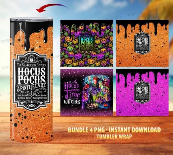 Hocus Pocus Tumbler Wrap Bundle, Houcs Pocus Sublimation Designs, Halloween 20 oz Skinny Tumbler Design Bundle, Hocus Witches Tumbler