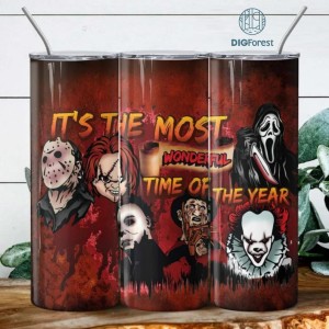 It's the most wonderful time of the year, 20 oz & 30 oz Skinny Tumbler, Horror Movies, Halloween, Sublimation, PNG Instant Digital Download