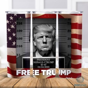 Free Trump 20 oz Skinny Tumbler Sublimation Design, Donald Trump Mugshot, Instant Digital Download