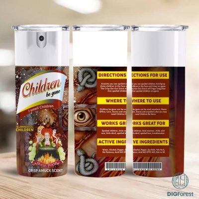 Children Be Gone 20oz Tumbler Wrap, Hocus Pocus Tumbler Design 20oz Skinny Halloween Tumbler Wrap Sublimation Design PNG Instant Download