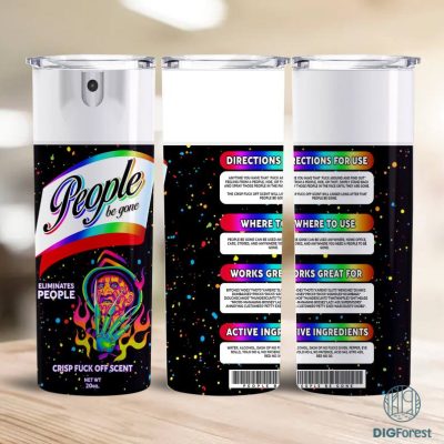 20oz People Be Gone Rainbow Spray Krueger Freddy Halloween Wrap, B*tch Spray 20 Oz Skinny Tumbler Sublimation, Bitch Spray, Halloween Tumbler Wrap, People Be Gone, Instant Download