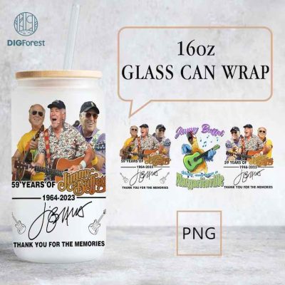 R.I.P Jimmy Buffett 16oz Libbey Glass Can Wrap Design PNG | 16oz Coffee Tumbler Wrap Png | Jimmy Buffett Thank You For The Memories R.I.P Jimmy Buffett 16oz Libbey Glass Can Wrap Design PNG | 16oz Coffee Tumbler Wrap Png | Jimmy Buffett Thank You For The Memories