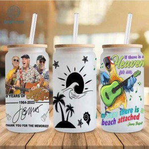 R.I.P Jimmy Buffett 16oz Libbey Glass Can Wrap Design PNG | Jimmy Buffett Thank You For The Memories | 16oz Coffee Tumbler Wrap Png