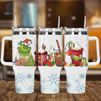 Christmas Grinchmas Coffee 40oz Tumbler Wrap, Retro Christmas My Day Tumbler, 40oz Skinny Tumbler Wrap, Christmas Wrap Png