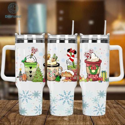 Disney Christmas Mickey Coffee 40oz Tumbler Wrap, Retro Christmas Magic Kingdom Tumbler, 40oz Skinny Tumbler Wrap, Christmas Wrap Png