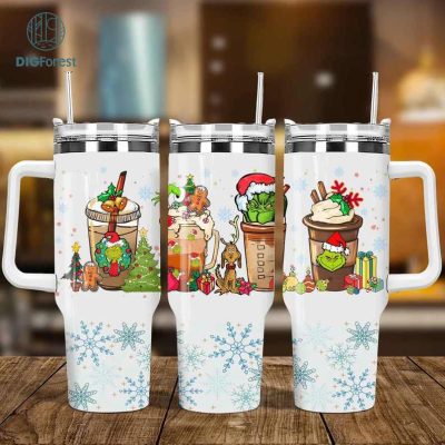 Christmas 40oz Tumbler Wrap Png, Merry Christmas 2 Pieces 40oz Tumbler Png, Cartoon Christmas Tumbler 40oz Png