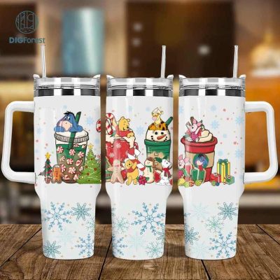 Disney Pooh And Friend Fall Coffee Lattes 40oz Tumbler PNG, Vintage Halloween Winnie the Pooh 40oz Tumbler Png, Fall Coffee, Sublimation Design