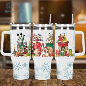 Disney Mickey and Friends Christmas 40oz Tumbler PNG, Merry Christmas Latte 40oz Tumbler, Mickey and Friends Christmas Party 2023