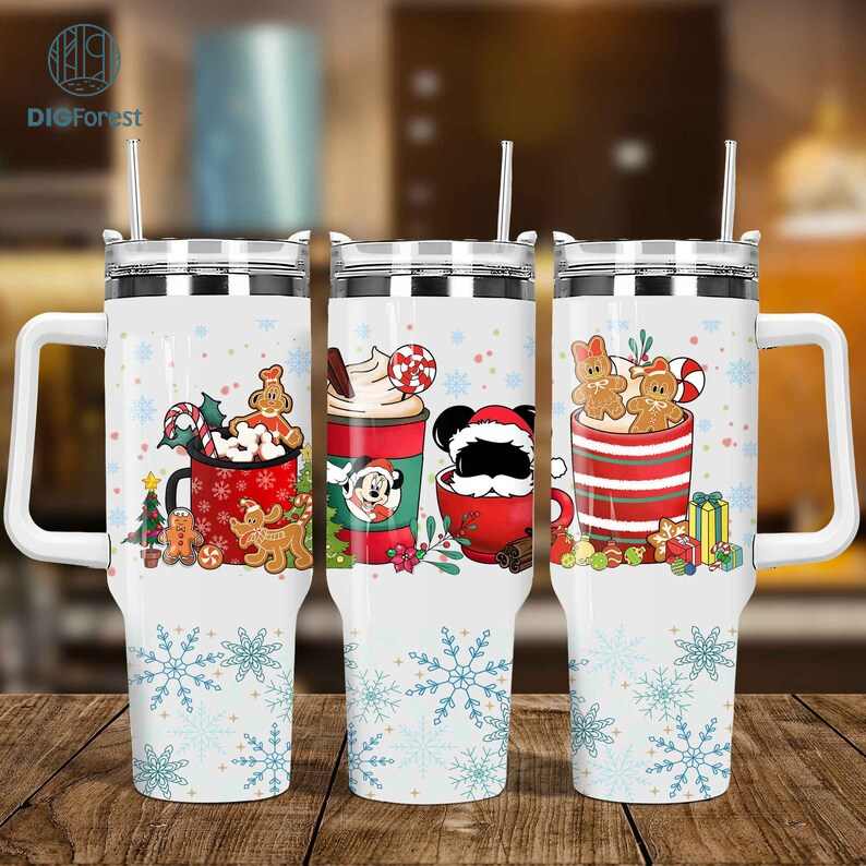 Christmas Disney Mickey Coffee Drink 40oz Tumbler PNG, Mickey and Friends Iced Coffee Cup 40oz Tumbler Digforest.com