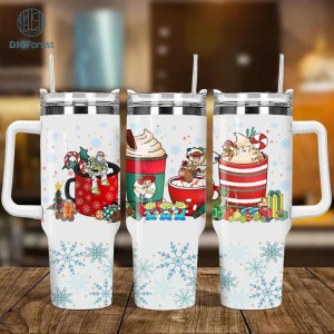 Disney Christmas Cute Toy Story Group Coffee 40oz Tumbler PNG, Christmas Coffee Cartoon 40oz Tumbler, Winter Coffee Cup Tumbler Png