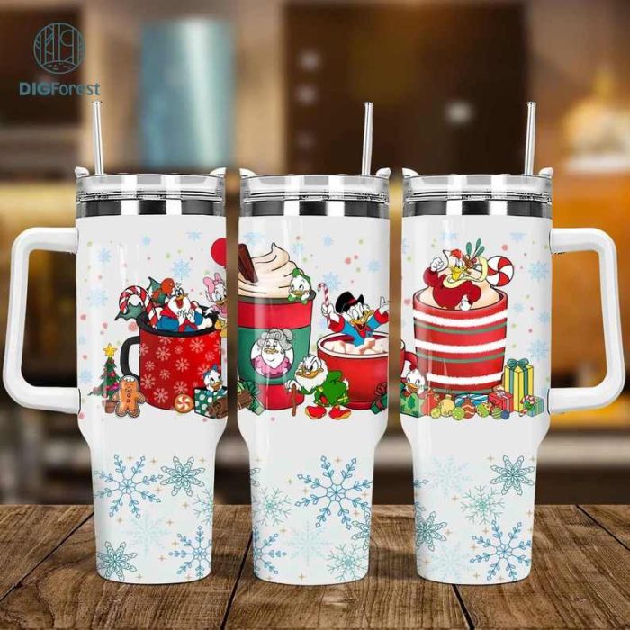 Disney Christmas Duck Coffee 40oz Tumbler PNG, Christmas Coffee 40oz Tumbler, Winter Coffee Cup Tumbler Png