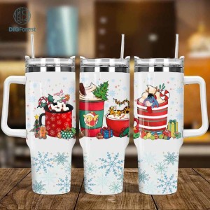 Disney Christmas Pooh And Friends Coffee 40oz Tumbler PNG, Iced Christmas Coffee 40oz Tumbler, Winter Coffee Cup Tumbler Png