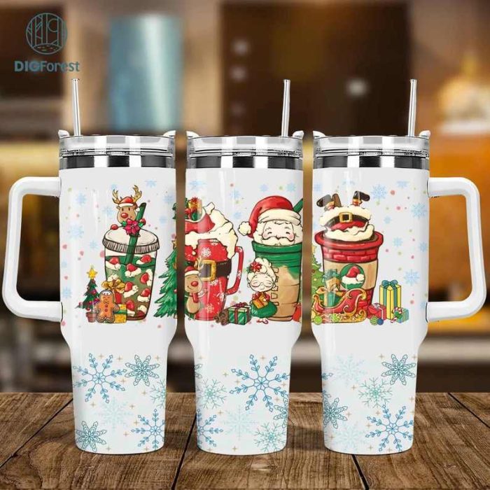 Christmas Santa Coffee 40oz Tumbler PNG, Christmas Iced Coffee 40oz Tumbler, Christmas Party 40oz Wrap