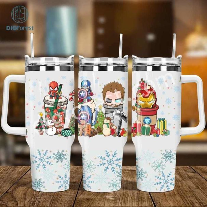 Christmas Superhero coffee 40oz Tumbler PNG, Christmas Iced Coffee 40oz Tumbler, Christmas Party 40oz Wrap