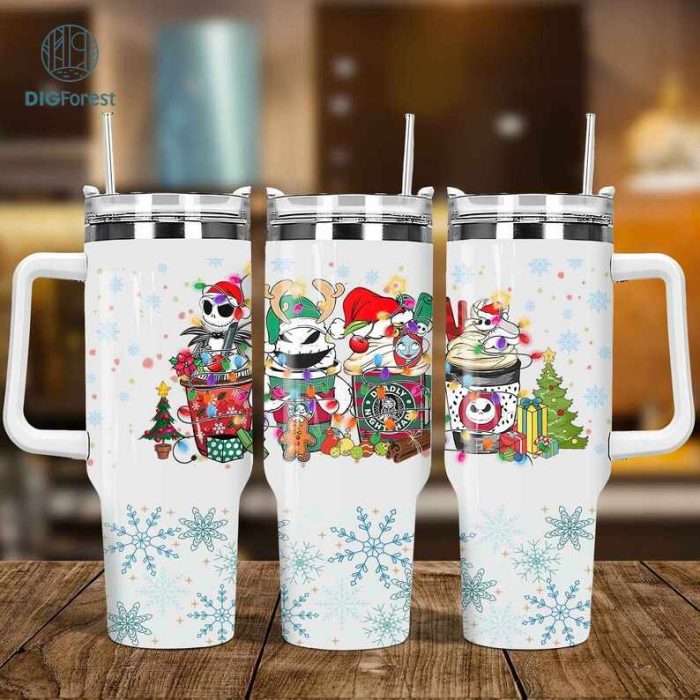 Nightmare Before Christmas Coffee 40oz Tumbler PNG, Christmas Iced Coffee 40oz Tumbler, Christmas Party 40oz Wrap