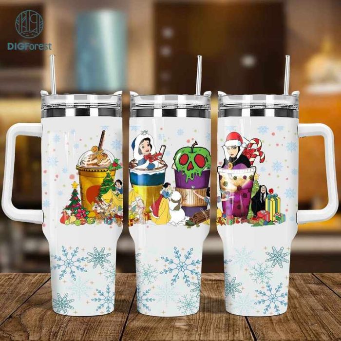 Christmas Disney Snow White Coffee 40oz Tumbler PNG, Christmas Iced Coffee 40oz Tumbler, Christmas Party 40oz Wrap