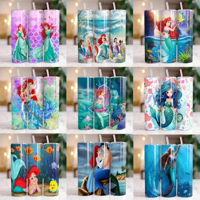 120 + Disney Mermaid Tumbler Wrap Bundle, Little Mermaid Tumbler PNG, Mermaid Sublimation Wrap, Princess Tumbler PNG, Little Mermaid Sublimation