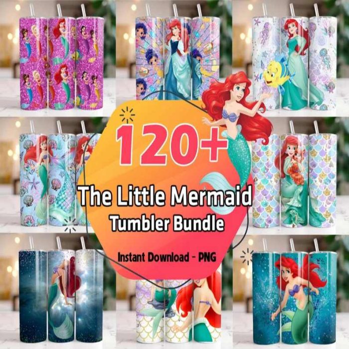 120 + Disney Mermaid Tumbler Wrap Bundle, Little Mermaid Tumbler PNG, Mermaid Sublimation Wrap, Princess Tumbler PNG, Little Mermaid Sublimation