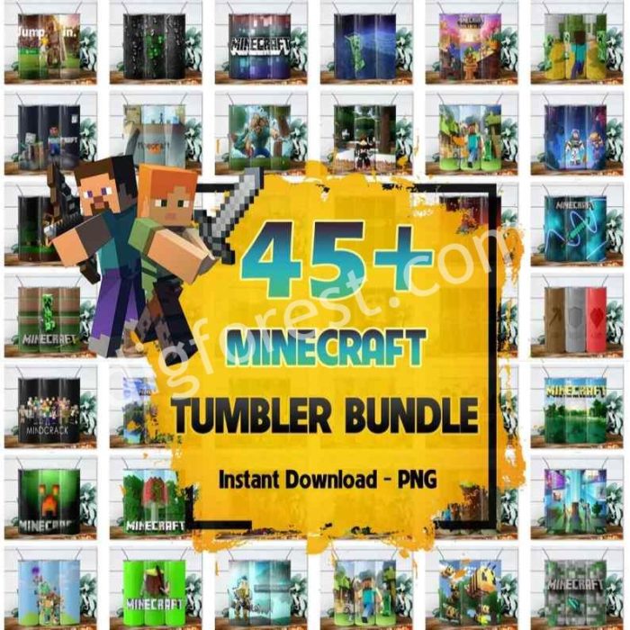 45+ Minecrafter Tumbler Wrap Bundle | 20 oz Skinny Tumbler PNG Image Sublimation | Minecraft Game Tumbler Cup | Mine Tumbler Wrap Design