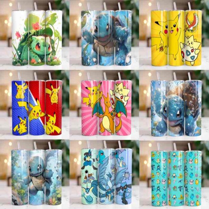 60+ Pokémon Tumbler Wrap Bundle | Pokemon Tumbler Design, Pikachu 20 oz Tumbler PNG, Pikachu Tumbler Sublimation, Pokemon Sublimation