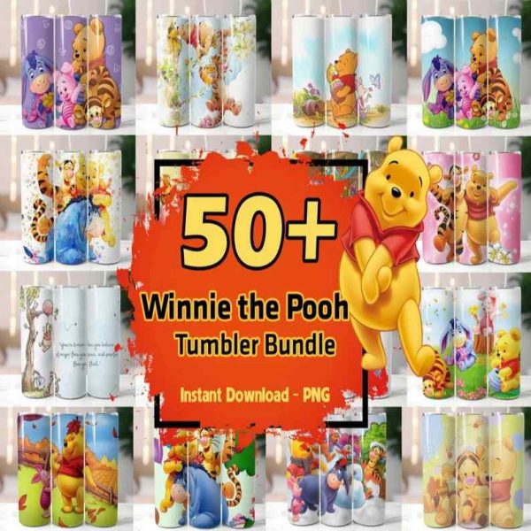 50+ Disney Winnie the Pooh Tumbler Wrap Bundle | 20 oz Winnie The Pooh PNG Image Sublimation | Winnie The Pooh Tumbler Cup | Cartoon Wrap Design