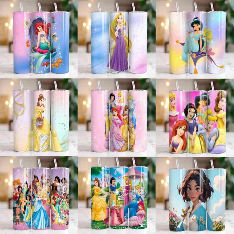 100+ Disney Princess Tumbler Wrap Bundle | 20 oz Princess Tumbler PNG ...