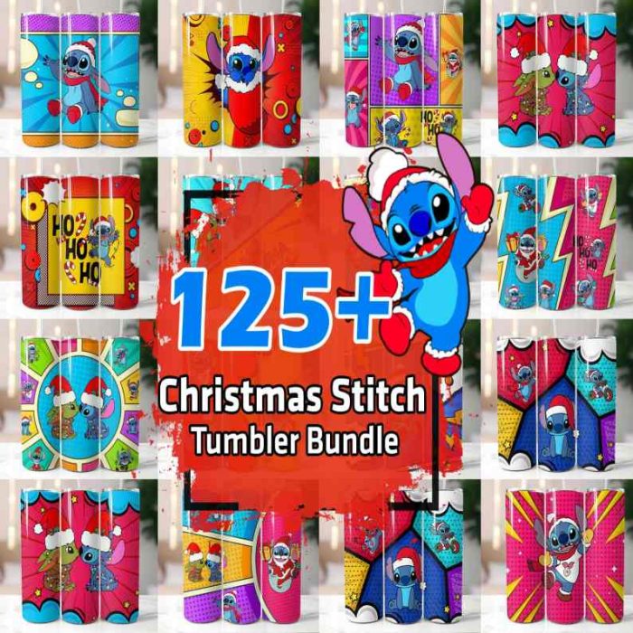 125+ Christmas Disney Stitch Tumbler Wrap Bundle, Stitch Sublimation Designs, 20 oz Stitch Tumbler, Cartoon Christmas Tumbler PNG, Commercial Use