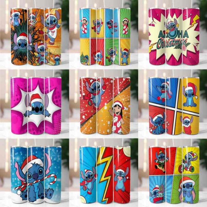 125+ Christmas Disney Stitch Tumbler Wrap Bundle, Stitch Sublimation Designs, 20 oz Stitch Tumbler, Cartoon Christmas Tumbler PNG, Commercial Use