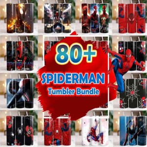 80 + Spiderman Tumbler Wrap Bundle, Cartoon Tumbler Wrap, 20oz Sublimation Tumbler, Spider Tumbler PNG, Spider Man Tumbler Wrap, Commercial