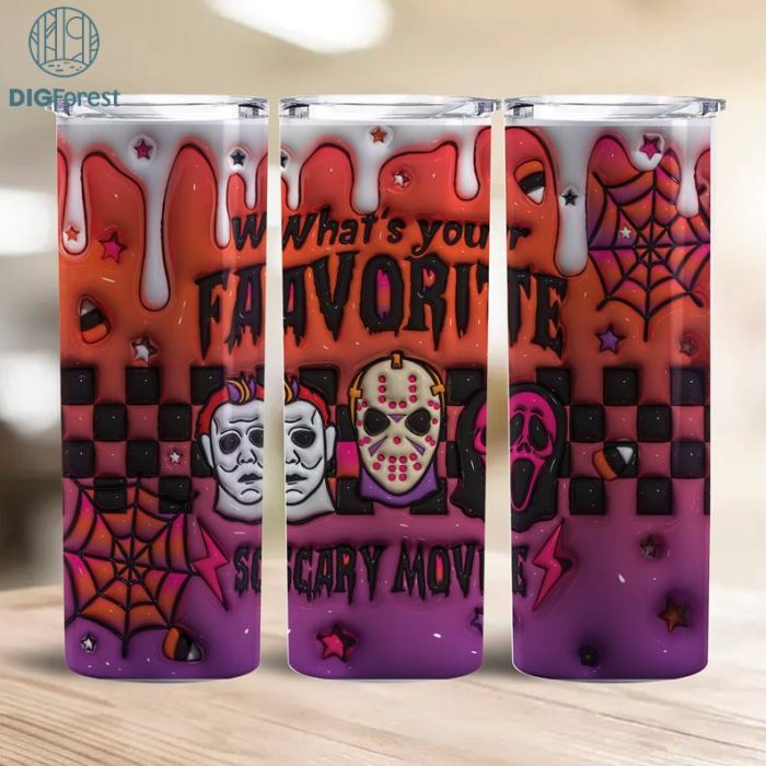 3D Inflated Favourite Horror Character Halloween, Horror Halloween Tumbler Design Skinny Tumbler 20oz, Halloween Design